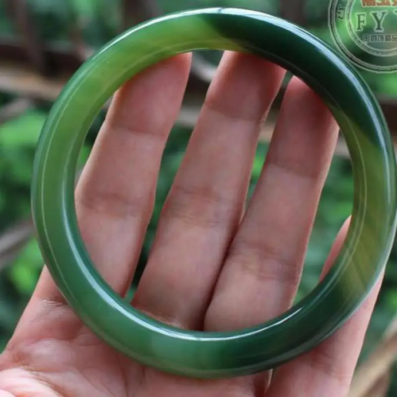 

2020 100% Real Green Jade Bangle Natural Handmade Round Bracelets Jewelry Accessories Certified Jades Stone Bangles Ladies Gifts