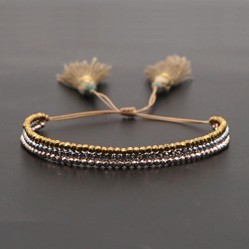 Bracelet Jewelry Go2boho Miyuki For Women Hematite Beaded Evil Eye Rhinestone Adjustable bracelet jewelry leather bracelets