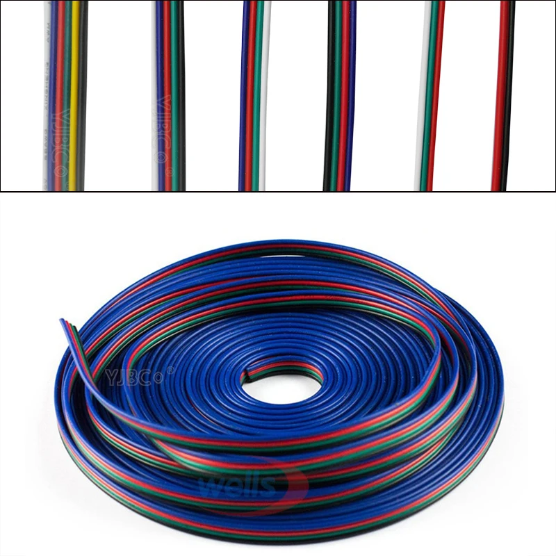 

50 meters 22 AWG Extension Electric Wire Cable 2pin 3pin 4pin 5Pin 6pin Led Connector For 5050 WS2812 RGBW RGB LED Stirp