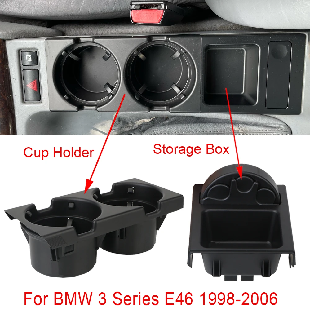 더블 홀 자동차 스타일링 프론트 센터 콘솔 보관함, 동전 및 컵 홀더, BMW E46 시리즈 1999-2006 51168217953, 신제품