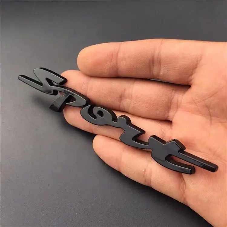Металлическая 3D наклейка хром серебро/черный золото Красный авто багажник гоночный Спорт слово письмо логотип эмблема значок наклейка - Название цвета: Черный