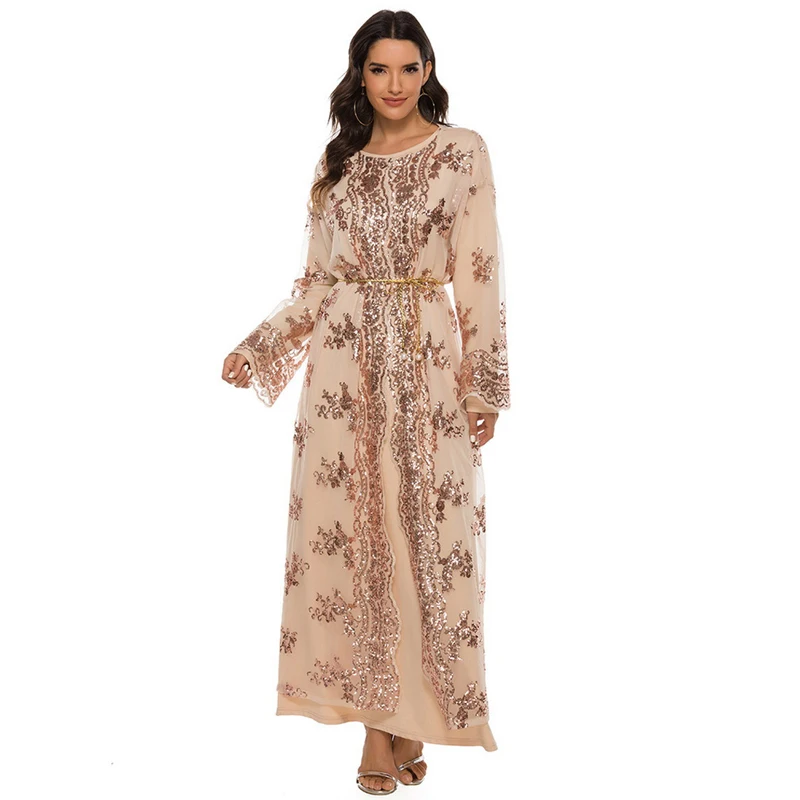 2021 New Sequins Sexy Long Cardigan Elegant Casual Women Full Sleeve Mesh See Through Coat Open Stitch Feminino Kaftan Robe