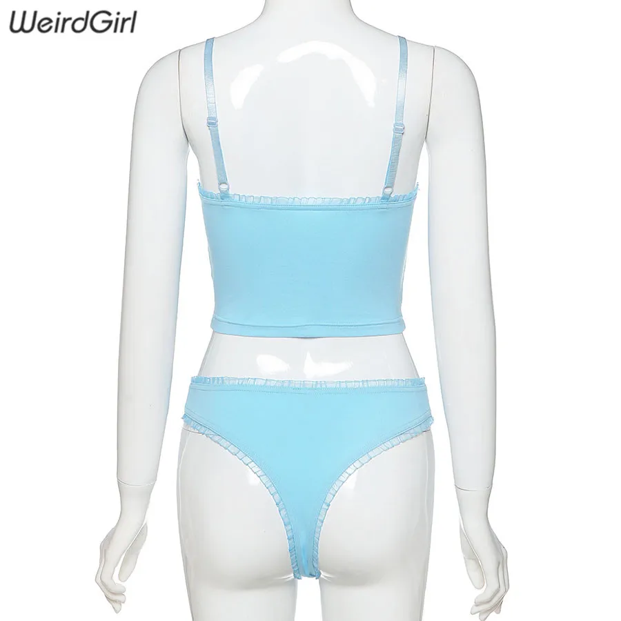 Women Angel Print Sets Lace Two Pieces Sexy Tank Top Elastic Sets 2020 Summer Slim Beach Vacation Underpant Sets Swimming Suits