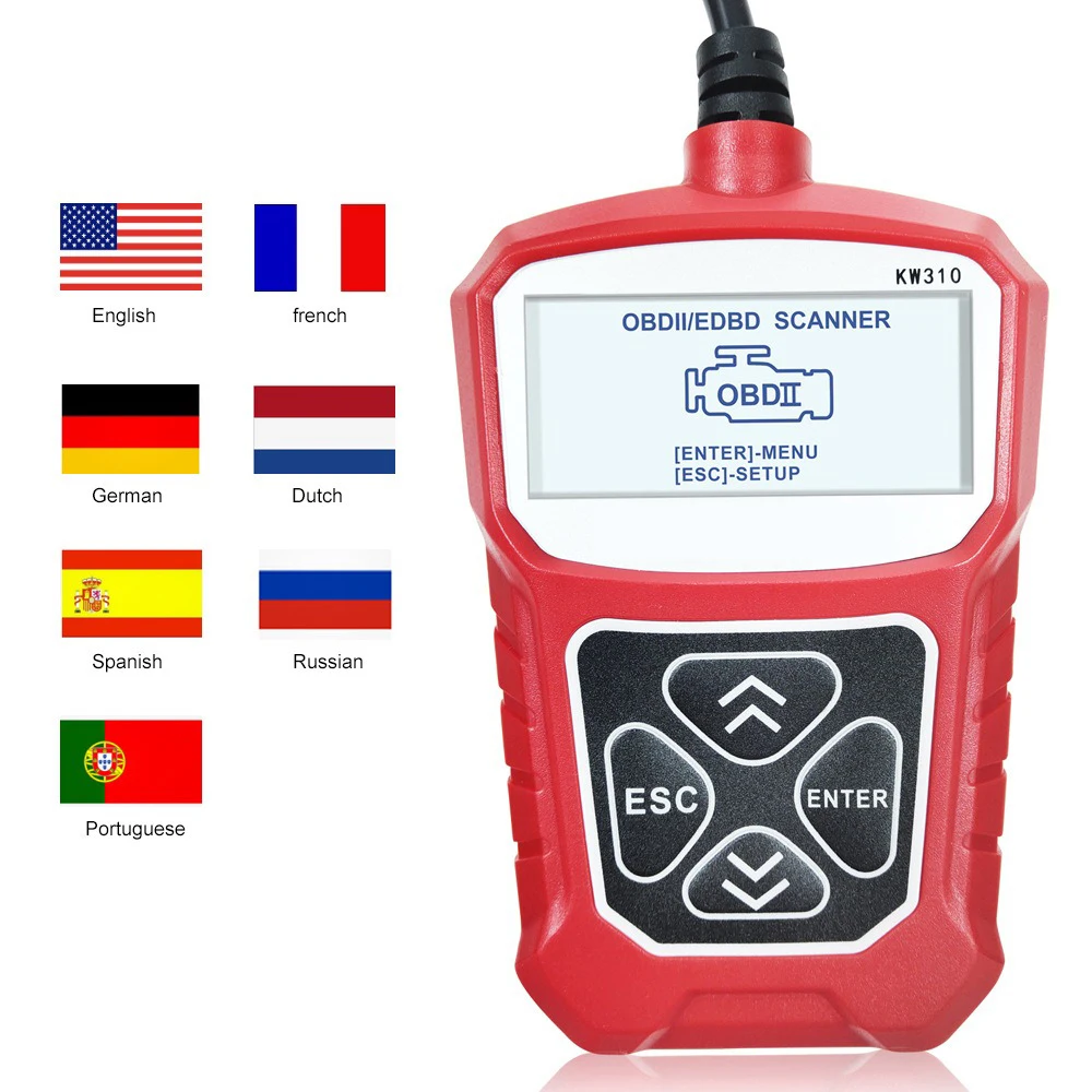 Автомобильный сканер KW310 OBD2 диагностический для всех автомобилей с поддержкой OBD