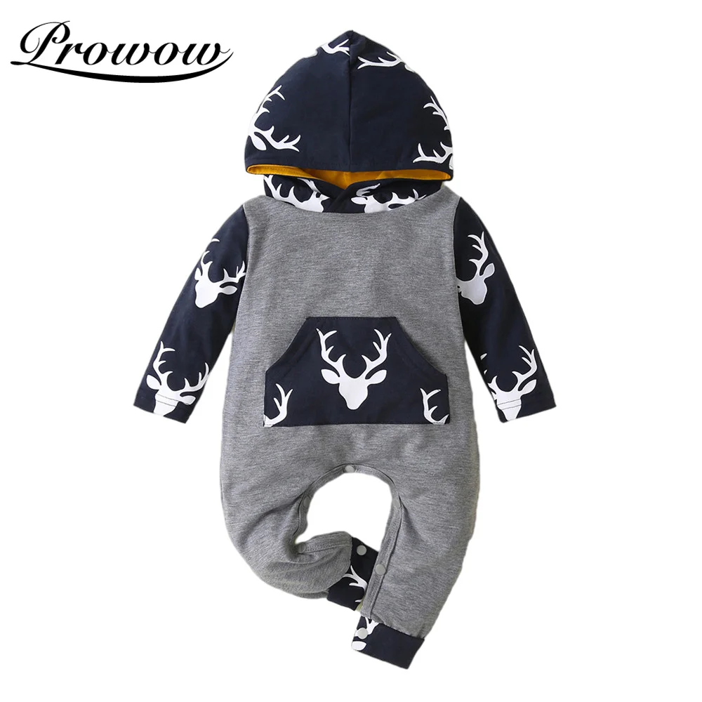 

Elk Printing Baby's Rompers Autumn Winter Kids Toddler Boys Clothing Cartoon Baby Boy Overalls Patchwork Children Outfits