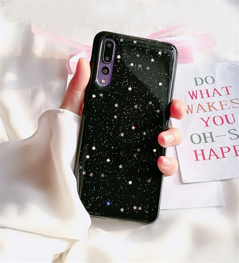 Роскошный lovecom блестящий чехол со звездой для huawei P30 P20 Lite mate 30 20 Pro Honor 8X 20X Прозрачный мягкий чехол на заднюю панель телефона - Цвет: d