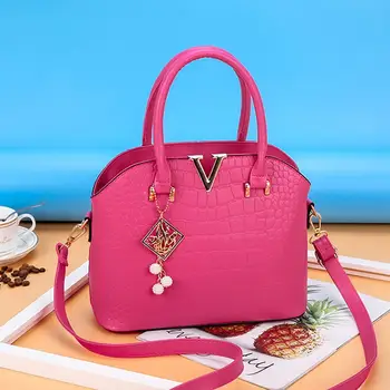 

PinShang Women Large PU Hand-Held Shell Bag with Zipper Interior Pockets for Office Business Travel