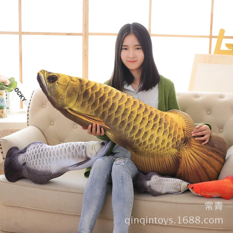 

Simulated Fish Plush Toys Creative Torrid Zone Golden Dragon Fish Shark Large Size Doll Pajama Bolster Washable Gift