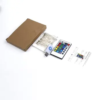 

24 keys USB four-wire full-color light string holiday decoration copper wire lamp LED USB powered decorative line lights