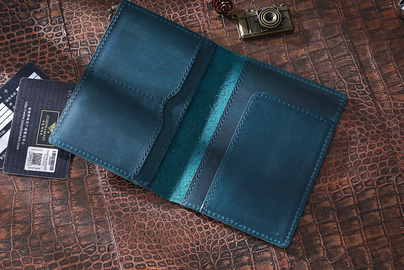 Vintage Genuine Leather Passport Case Men Travel Wallet Document