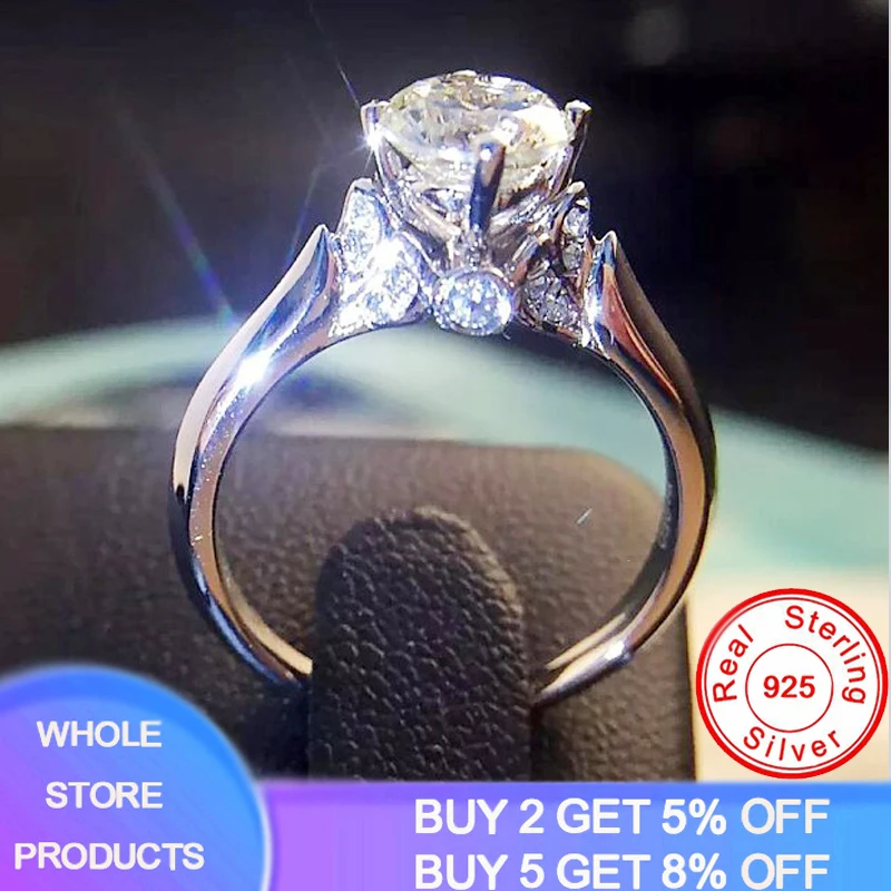 

2020 New Unique Swan Design 100% Original 925 Solid Silver 1ct Lab Diamond Wedding Rings for Women Female Party Boho Jewelry