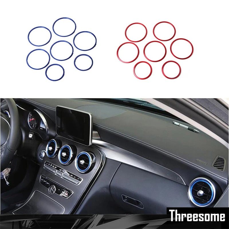 

SRXTZM Car Air Conditioning Outlet Circle Decoration Sticker Trim For Mercedes Benz C Class W205 GLC X253 2015-17 AC Vent Ring