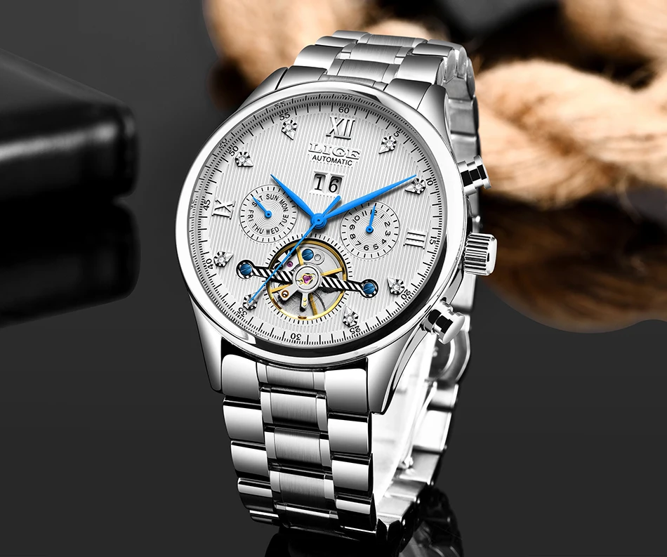 LIGE новые мужские часы Топ бренд Роскошные автоматические/механические/роскошные часы мужские спортивные наручные часы Мужские часы reloj hombre tourbillon