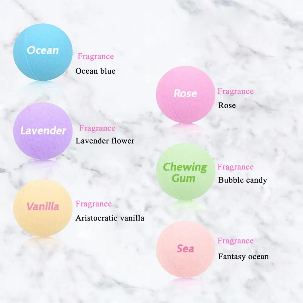6PCS Bath Bombs Spa Bomb Fizzy Natural Handmade Sea Salt Lavender Bath Bomb Kit For Moisturizing 5