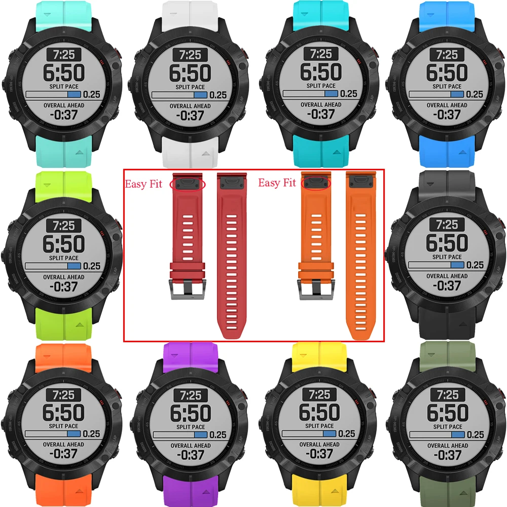 26 мм спортивный силиконовый ремешок для наручных часов Garmin Fenix 5X 5 5S Plus 20 22 легко