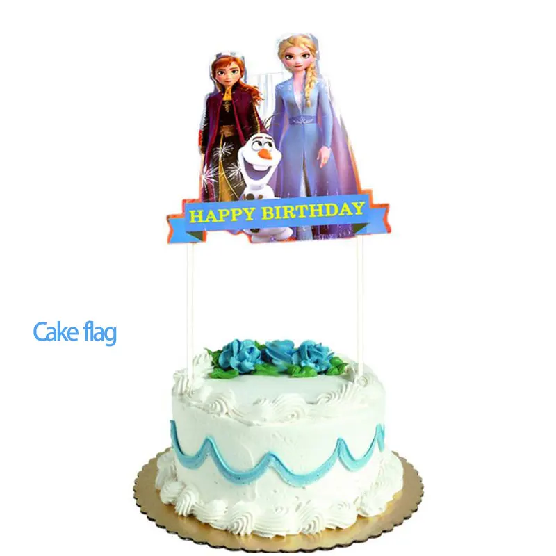 cake flag Disney вечерние украшения мультфильма «Холодное сердце 2 платья Эльзы и Анны пластин скатерть соломы Бумага Полотенца на день рождения рождественские украшения - Цвет: cake flag