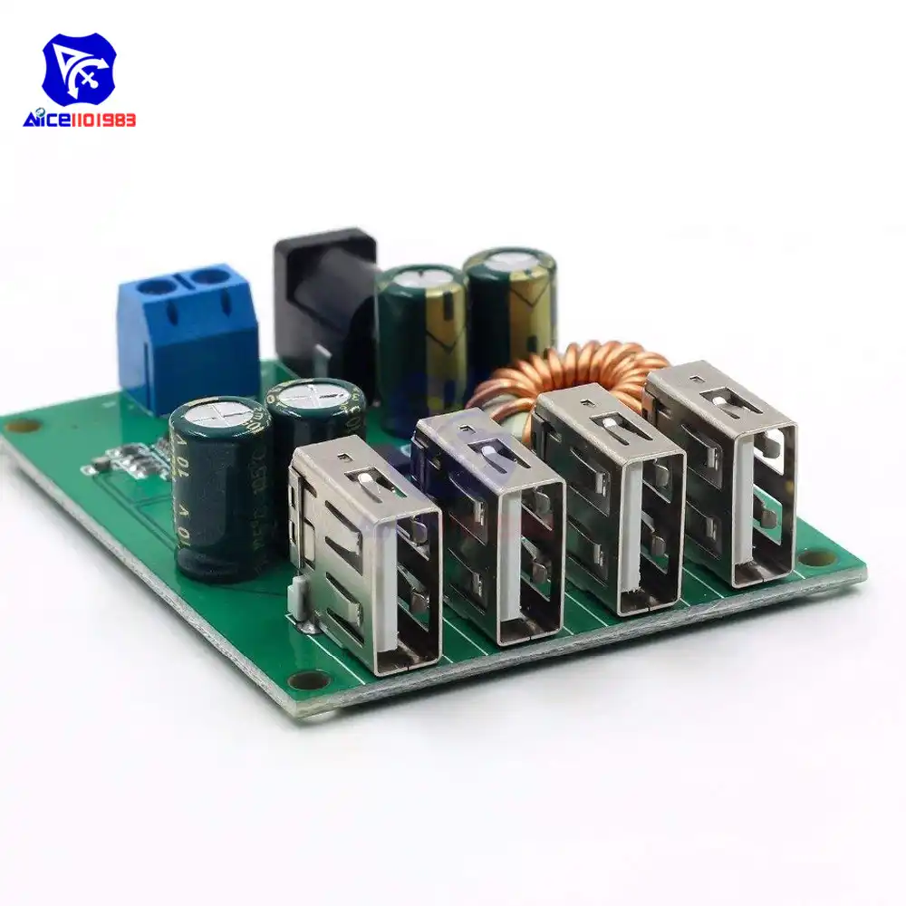 Scheda convertitore DC-DC da 7-60V a 5V Buck con custodia 4USB Modulo di alimentazione step-down per alimentazione mobile