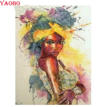 

5d cross stitch watercolor girl Diy Diamond Painting photo custom Full drill 3d embroidery mosaic African woman Wall art