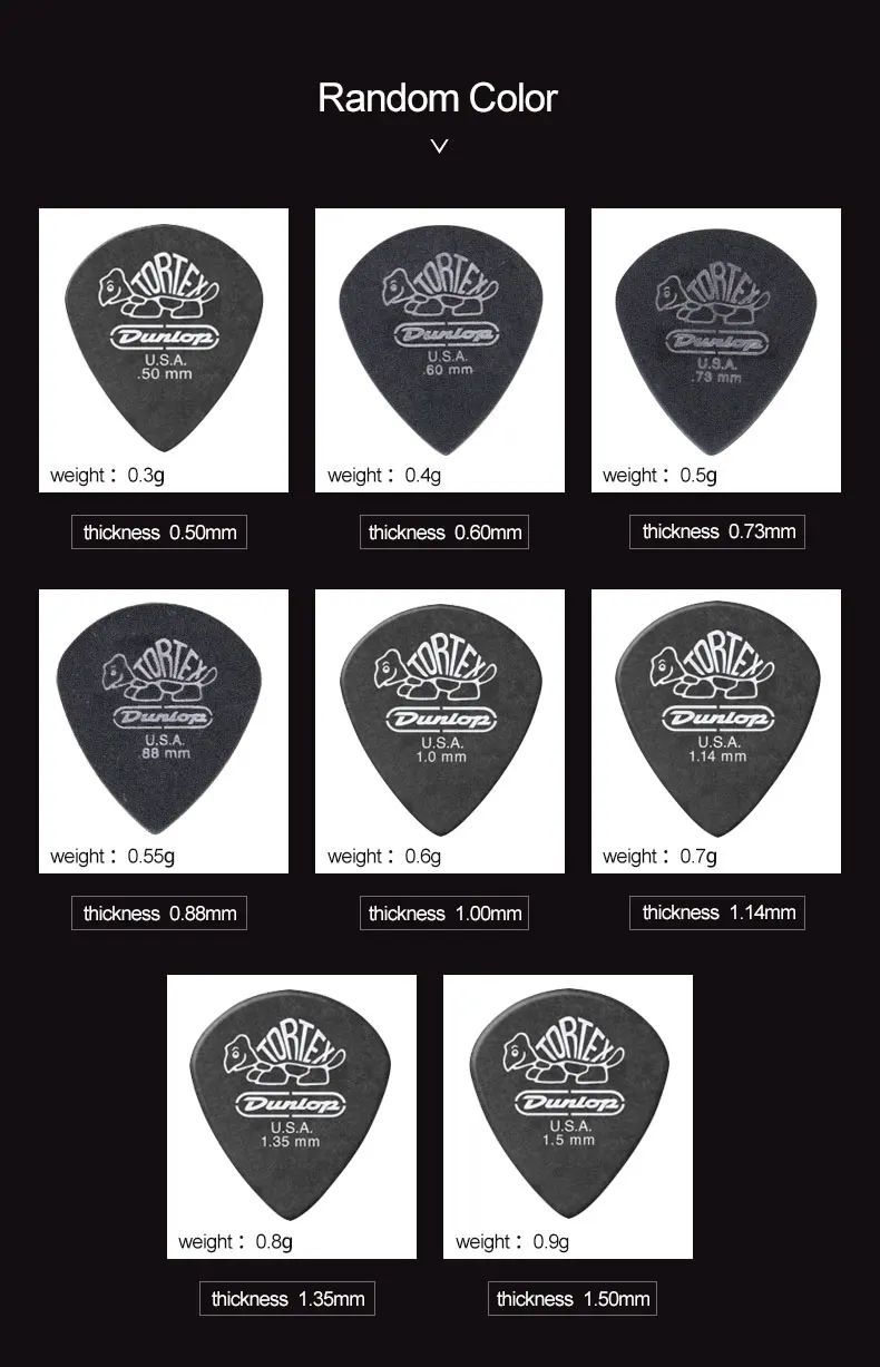 Dunlop 482 JAZZ III Electric Guitar Pick Bass Accessories Guitar Triangle Guitar Pick 0.5/0.6/0.73/0.88/1.0/1.14/1.35/1.5mm