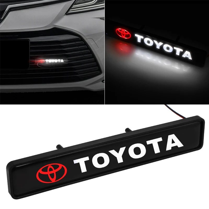 1pcs ABS Chrome Front Hood Grille Emblem Badge LED Decorative lights For Toyota Corolla Yaris Rav4 Avensis Auris Camry C-hr 86 | Автомобили