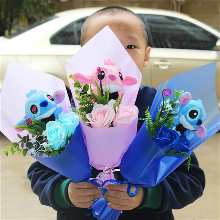 Kawaii Stitch Bouquet Gift Stitch Plush Doll Toy Anime Lilo Stitch Pvc  Animal Dolls Cute Stich Bouquet Romantic Gift No Box - Price history &  Review, AliExpress Seller - Lucky_w