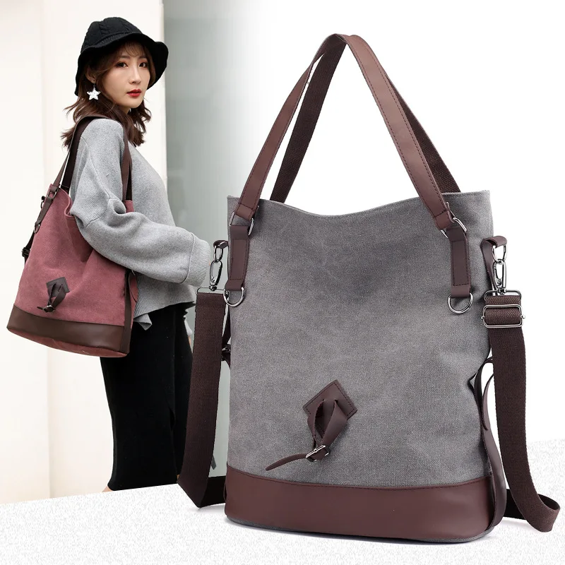 

Simple Fashion Canvas Bag Women's Casual Large-Volume Versatile Shoulder Bag Trend Retro Light Hand Shoulder Bag