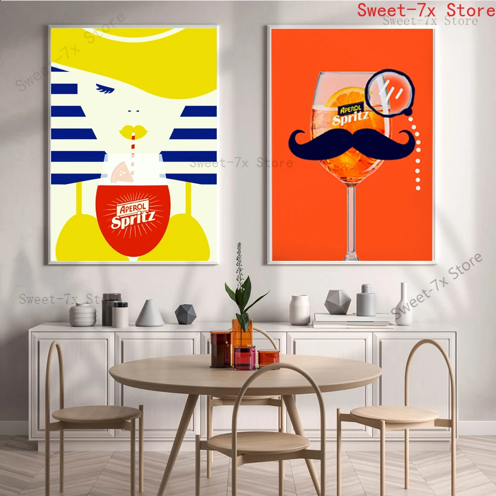 Aperol Spritz Vintage Drinks Canvas Painting Art Nordic Poster E Stampe Immagini A Parete Per La Decorazione Del Soggiorno Frameless