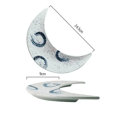 Japanese Style Ceramic Moon Dessign Sushi Dessert Plate Cuisine Flat Plate Dim Pastry Dish Dumplings Dinner Plate Household - Цвет: A