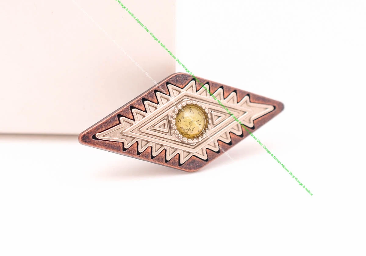 10pc antike kupfer weiß türkis leder handwerk gürtel sattel heft gepäck tasche koffer zubehör rhombus western conchos screw back – Detail 9