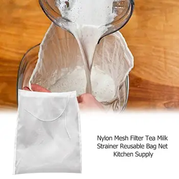 

20X30cm Nylon Mesh Filter Tea Milk Strainer Reusable Strain Herb Liquid Filter Bag Net Kitchen Supply Accessories