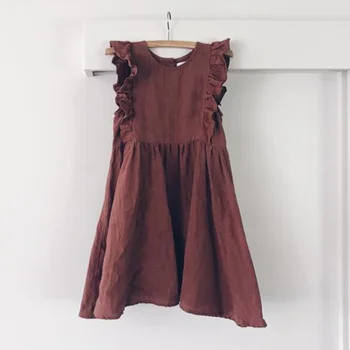 

Summer Baby Girls Dresses European America Toddler Kids Girl Dress Ruffles Princess Linen Dress Fashion Girls Summer Clothes