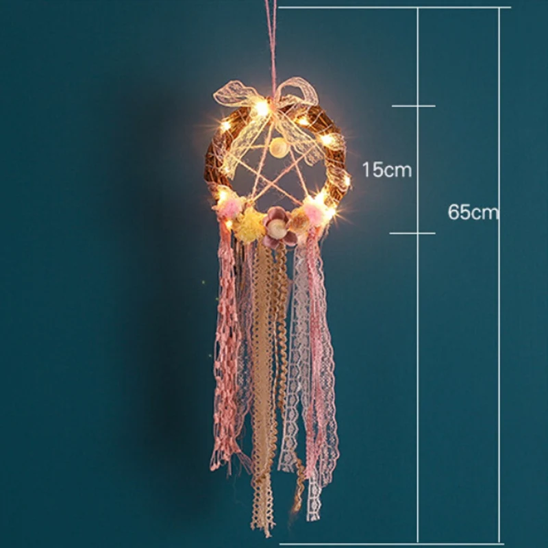 65cm Dream Catcher With LED Lighting Girl Room Bell Bedroom Romantic Hanging Decoration Dreamcatcher