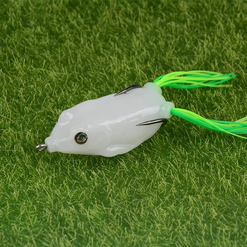 1PCS Night Light Frog Lure Soft Bait Topwater Fishing Bait Long Shot 55mm  12g Wobblers Artificial Leurre