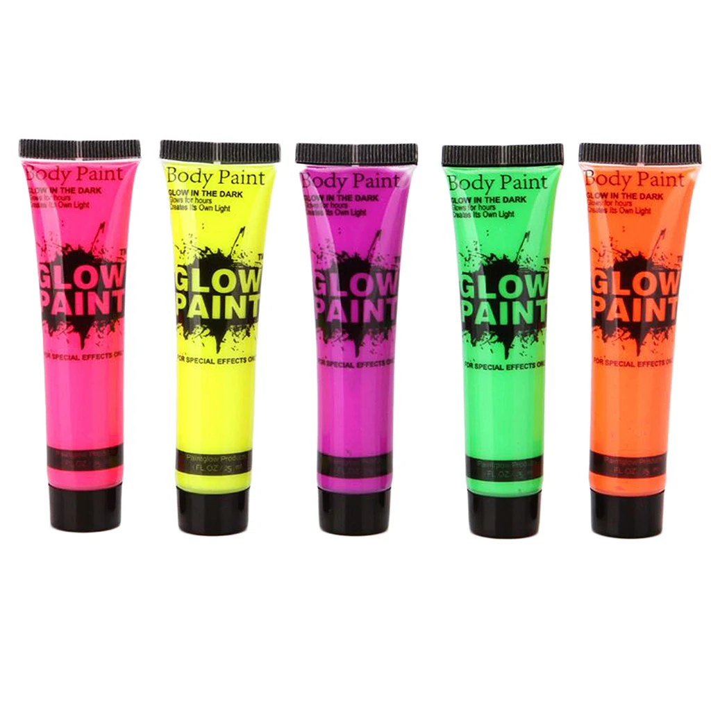 Face Body Paint Party Stage Makeup 5x Colors Neon/Glow Painting Fluorescent Party cosmetics