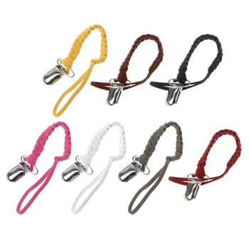 

Leather Pacifier Clip Chain Nipple Dummy Clip Pacifier Holder Braided Binky Clip