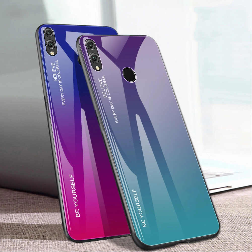 Градиентный стеклянный чехол для Honor 9 10 Lite 8X Huawei P30 P20 Mate 20 Pro Nova 4 3 3i 2i из