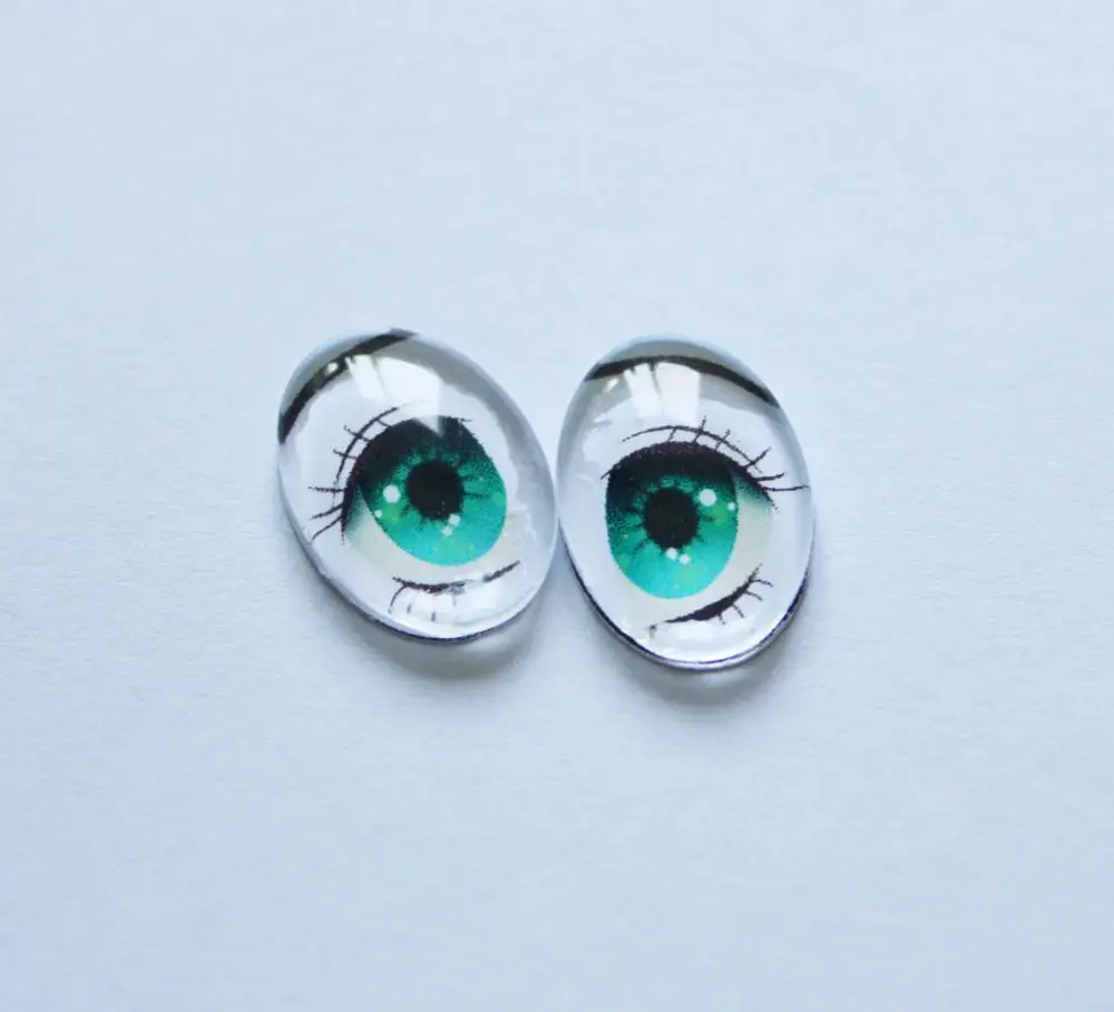 5pairs/lot  exclusive design 10x14mm 13x18mm 18x25mm oval glass cartoon  eyes flat back for kids toy diy --style option 8