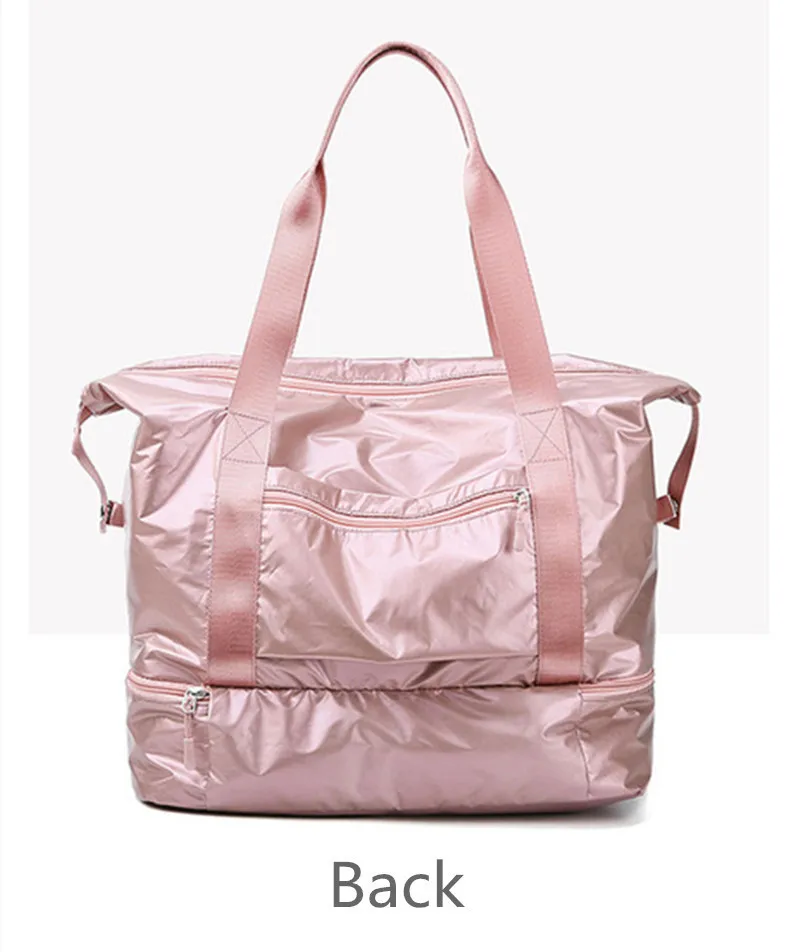 Дорожные сумки для путешествий, Розовая нейлоновая спортивная сумка, сухая влажная разделительная сумка для йоги, многофункциональные сумки, Большая вместительная сумка на плечо, сумка для сна
