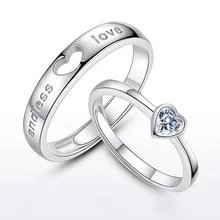 

2 Pcs Lover Couple Rings Endless Love Zircon Opening Ring For Couples Men Women Wedding Engagement Valentine's Day Jewelry Gifts