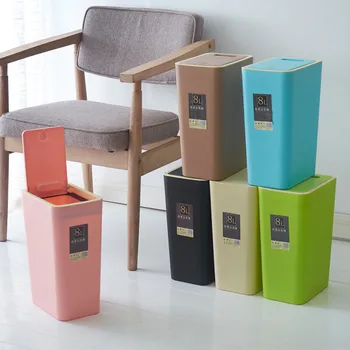 

Press Type Waste Bins Pressure Cover Compression Toilet Bathroom Living Room Kitchen Thickened Plastic Classification Trash Cans