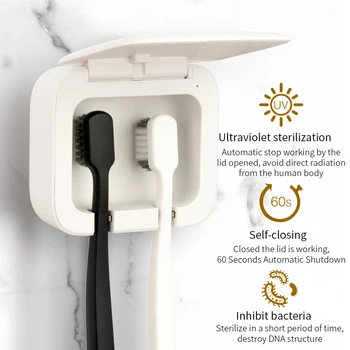 

Automatic UV Toothbrush Holder USB UV Tooth Brush Cleaning Box with Sticker No Punching