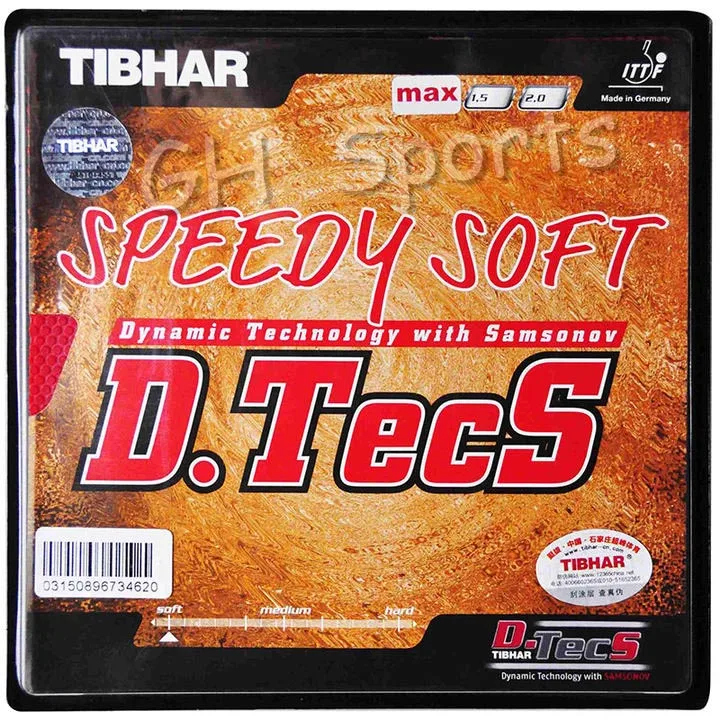 TIBHAR Short Pips SPEEDY SOFT D.TECS Pips-out Table Tennis Rubber Ping Pong Sponge