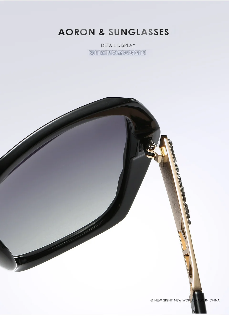 AORON 2021 New Women Polarized Sunglasses Fashion Ladies Sunglasses Color Film Lens UV400 Protection rose gold sunglasses