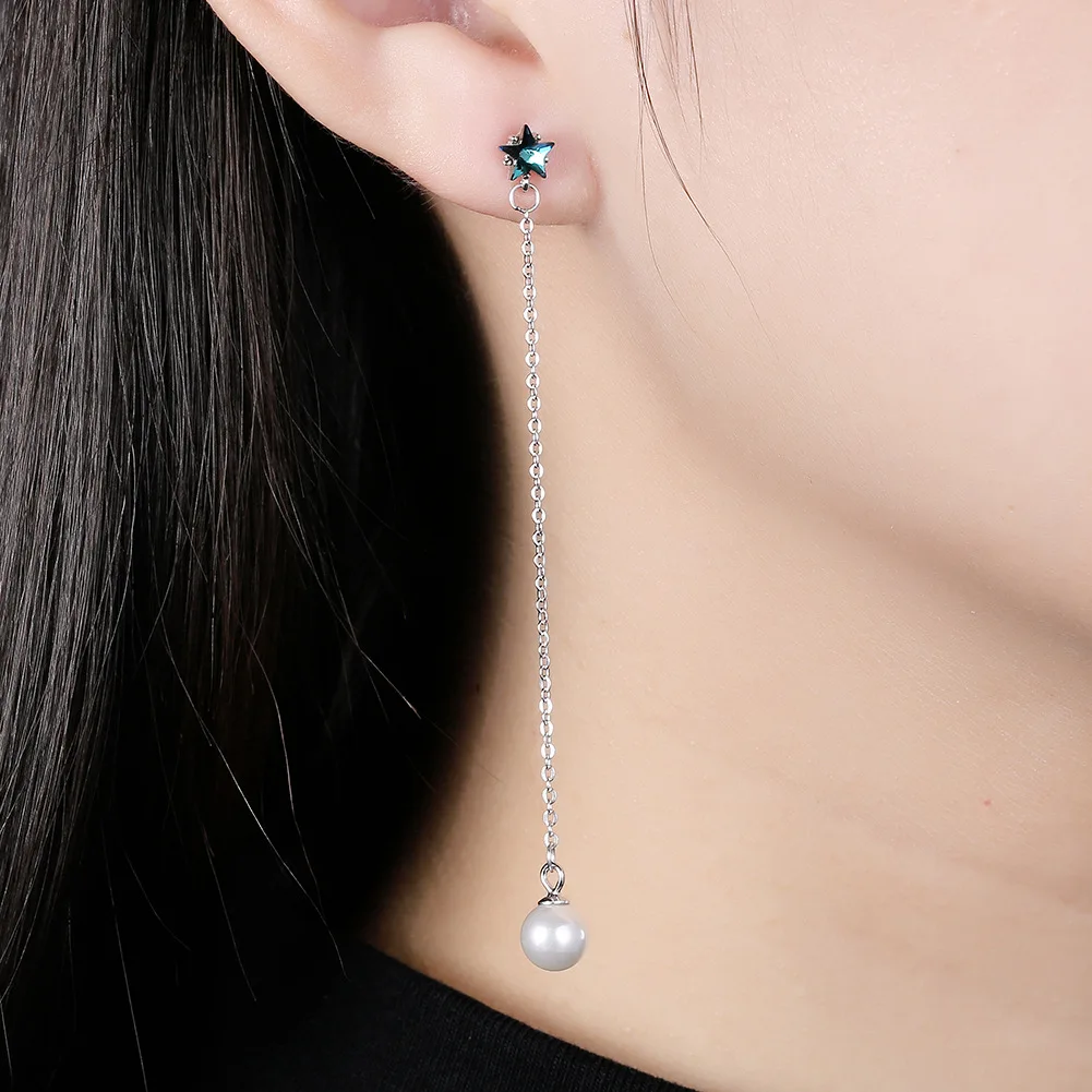 

Real 925 Sliver Austria Elements Crystal Round Earring Women's 925 Silver Pearl Ball Engagement Garnet Fine Jewelry 925 Earring