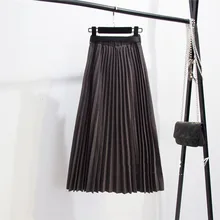 LANMREM, подходящая к талии сумка, орган, а-силуэт, большая свободная юбка, зимняя новинка, Женская длинная однотонная плиссированная юбка PB435