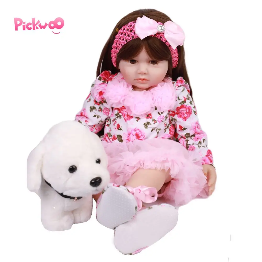 Pickwoo 24''57cm bebes кукла-Реборн, кукла для маленькой девочки, мягкий силиконовый хлопок, Boneca reborn Brinquedo, подарки на день детей, игрушки, plamate