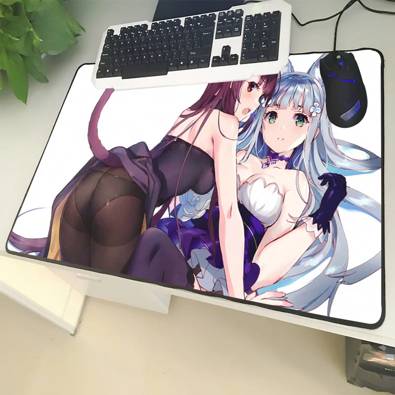 

XGZ Laptop Cartoon Large Size Mouse Pad Sewing Sexy Girl Cat Temptation PC Mat Pure Friendship Natural Rubber Slip Type