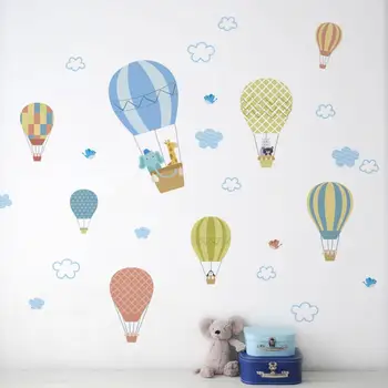 

White Cloud Hot Air Balloon wall sticker baby bedroom children's room decoration wallpaper home decor mural removable stickers