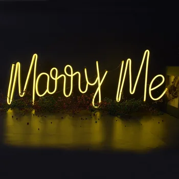 

Waterproof Custom Neon Sign Light Marry Me 3D Led Flex Transparent Acrylicr Board Party Background Decor Wedding Yellow Bar