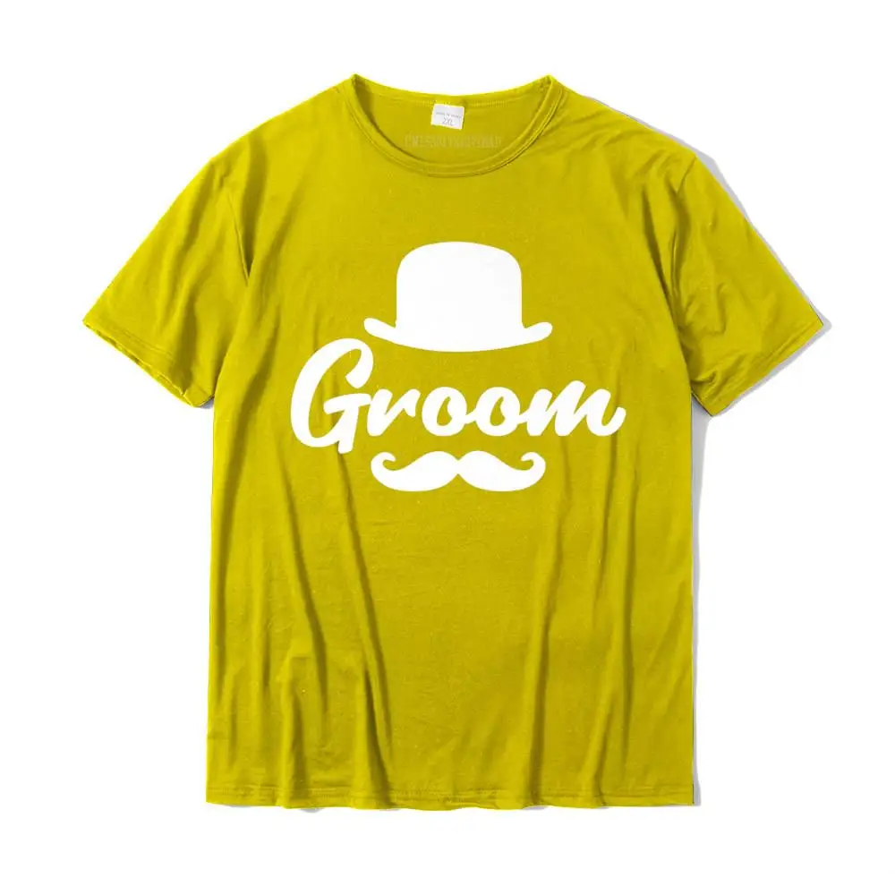 Fitness Tight Simple Style Geek Short Sleeve Summer Tees Funny Crew Neck 100% Cotton Fabric Clothing Shirt Men's T Shirts Wedding Shirt Groom Tees Bowler Hat Mustache Men Fiance Gift Premium T-Shirt__MZ14510 yellow